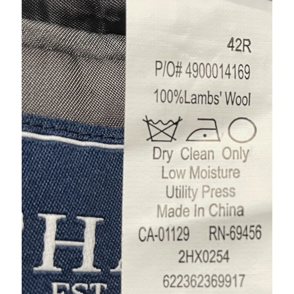 42R Chaps Ralph Lauren Mens Pure Lambswool‎ Gray Houndstooth Sport Coat